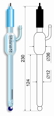 рH-электрод с увеличенным запасом электролита со встроенным 1-ключевым электродом сравнения лабораторный комбинированный ЭКОНИКС-ЭКСПЕРТ ЭСК-10615/4 pH-метры